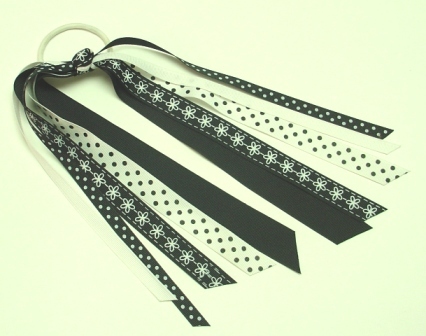 Black and White Ponytail Streamers