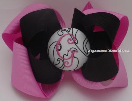 Signature Swirl Monogrammed Button Bow