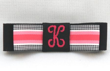 Black Stripes Monogrammed Tuxedo Bow