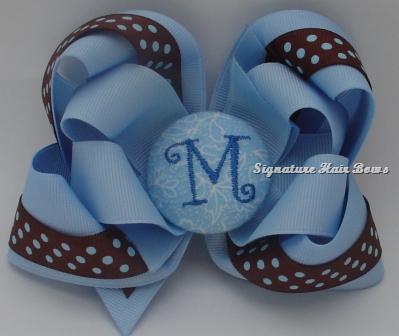 Sand and Sea Monogrammed Button Bow