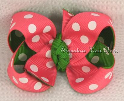 Hot Pink and Apple Double Dots Bow