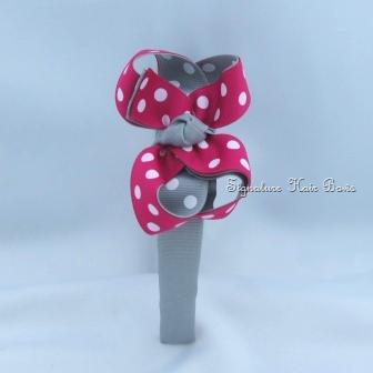Pink and grey hair bow