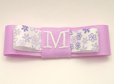 Purple Daisy Monogrammed Tuxedo Bow