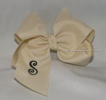 ivory monogrammed hair bow