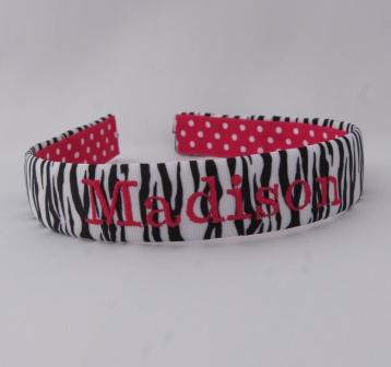 zebra monogrammed headband