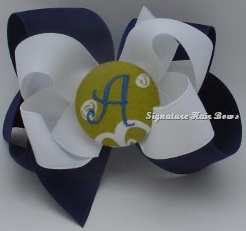 Seaside Monogrammed Button Bow