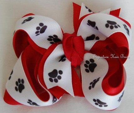 Black and White Paws Layered Bow