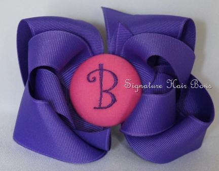 Periwinkle Monogrammed Button Bow