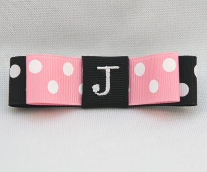 Pink and Black Dots Tuxedo Bow