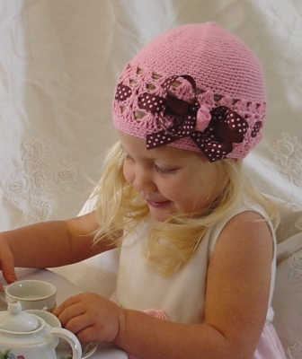 crochet beanie cap on model