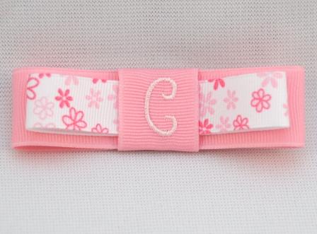 Pink Daisy Monogrammed Tuxedo Bow