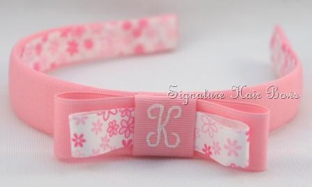 Pink Daisies Tuxedo Bow Headband