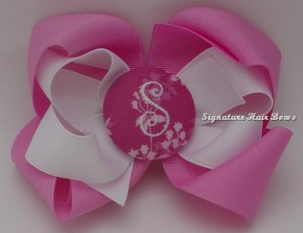 Pretty in Pink Monogrammed Button Bow