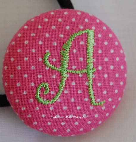 Button Ponytail - Hot Pink Dots