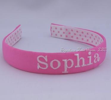 pink monogrammed headband