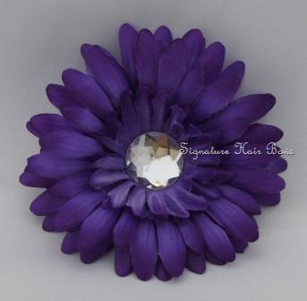 purple daisy flower hair clip
