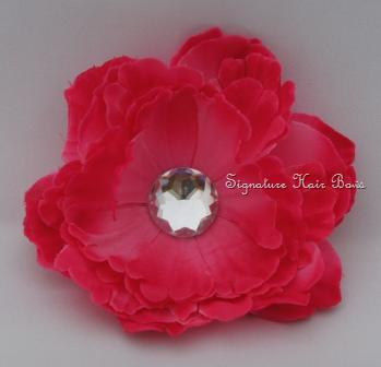bright pink peony hair clip