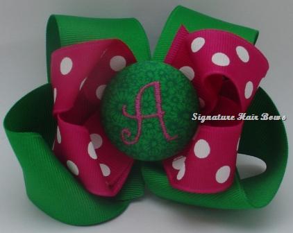 Monogrammed Watermelon Button Bow