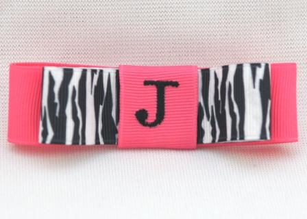 Zebra Monogrammed Tuxedo Bow
