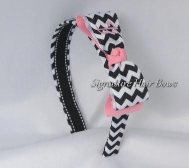 Black Chevron Tuxedo Bow Headband