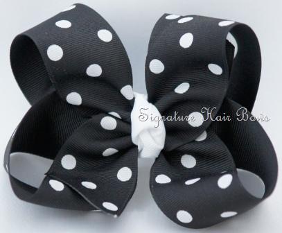 Girls Black Polka Dot Signature Bow