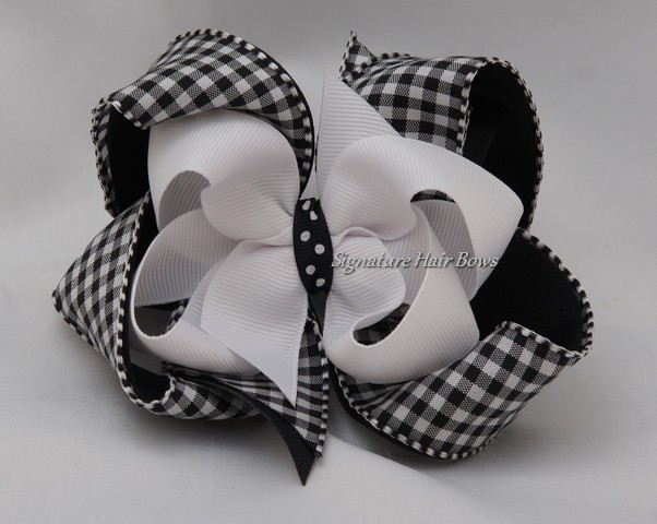 Black Gingham Hair Bow