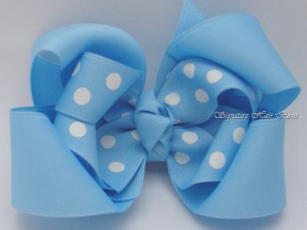 Blue Dots Layered Bow
