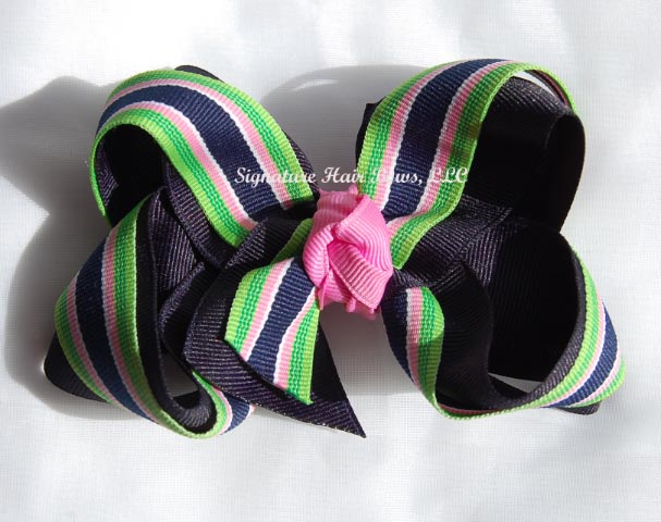Preppy Stripes Layered Bow