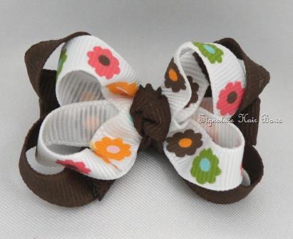 Brown Daisies Layered Baby Bow