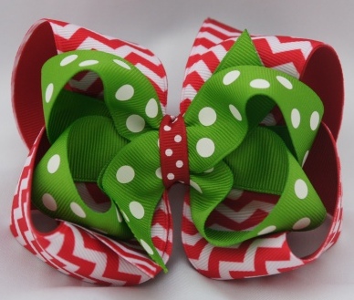 Chevron Christmas Double layer Hair Bow