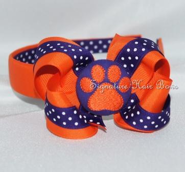 Tigers Button Bow Headband Set