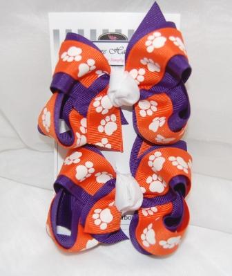 Clemson Purple Paws Pigtail Set
