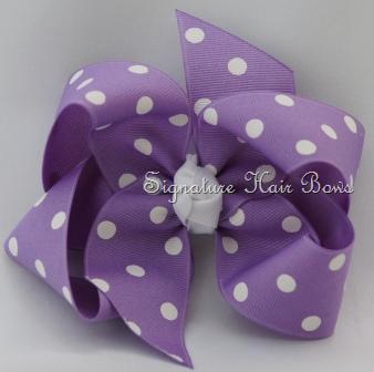 Girls Purple Polka Dot Bow