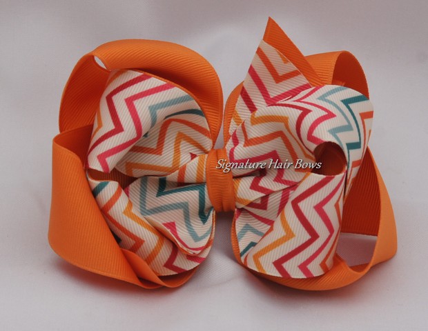 Fall Chevron Girls Layered Bow