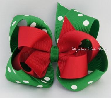 Red and Green Holiday Signature Bow