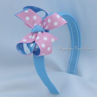Pink and Blue Signature Hair Bow and Headband Set