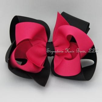 Kelly's Kids Black and Pink Double Layer Bow
