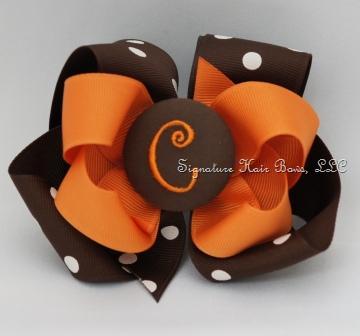 Pumpkin Patch Dots Button Bow