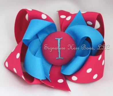 Kelly's Kids Pink and Turquoise Button Bow