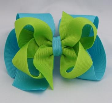 Turquoise and Bright Green Layered Bow