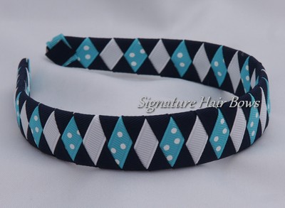 Turquoise and Navy Woven Headband