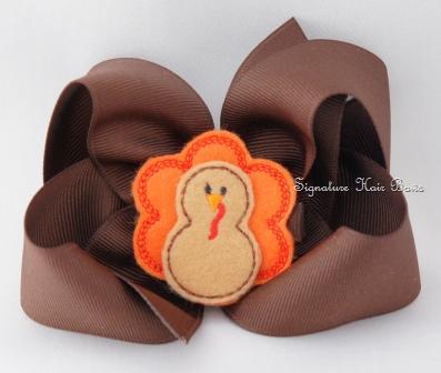 Orange Turkey Thanksgiving Bow