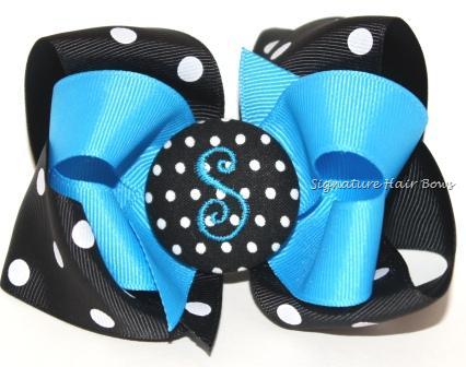 Panthers Monogrammed Button Bow