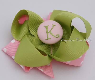 Shrimp 'n Grits Monogrammed Pink and Lemongrass Bow