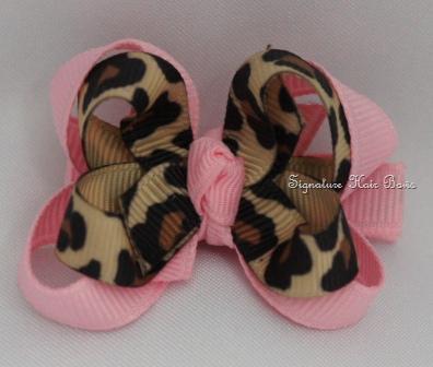 Pink Leopard Layered Baby Bow