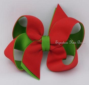 Red and Green Stacked Toddler Christmas Bow