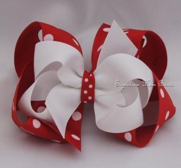 Red and White Layered Signature Bow