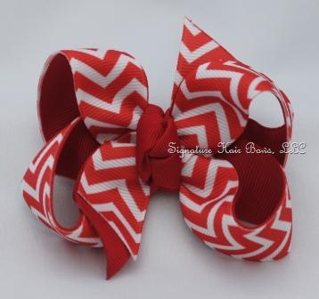 Red Chevron Hair Bow