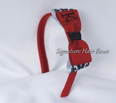 Red Damask Tuxedo Bow Headband
