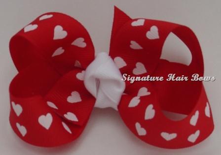 Red Hearts Valentines Bow